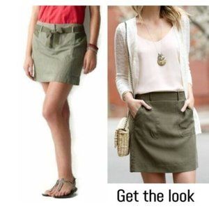 ANN TAYLOR LOFT Military Green Belted Casual Skirt